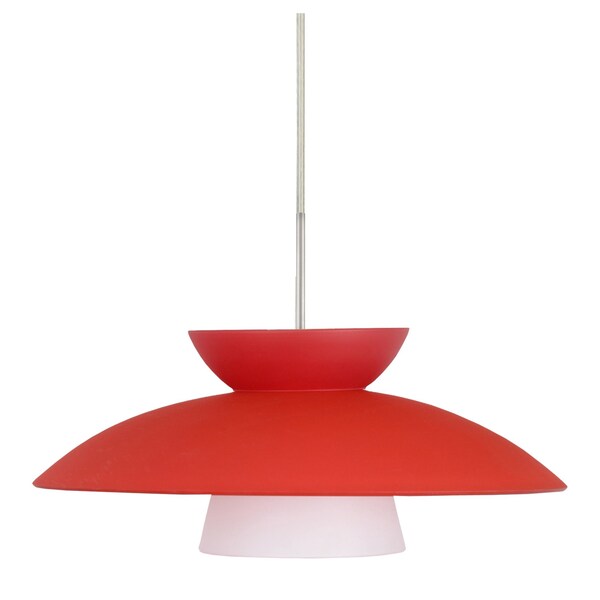 Besa Lighting Trilo 15 Cord Pendant, Red Matte, Satin Nickel Finish, 1x75W Incandescent 1JT-451331-SN - main